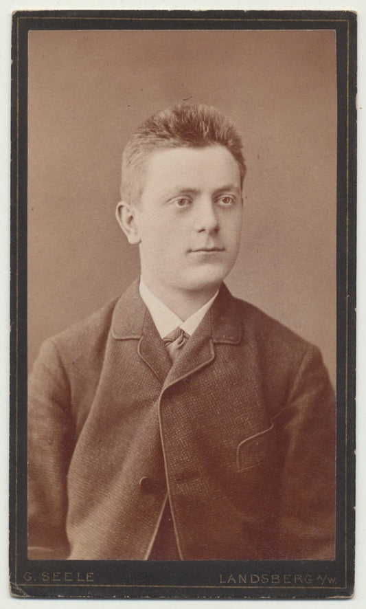 Young Man w/ Static Charged Hair in an Itchy Coat. CDV. Landsberg, Germany.