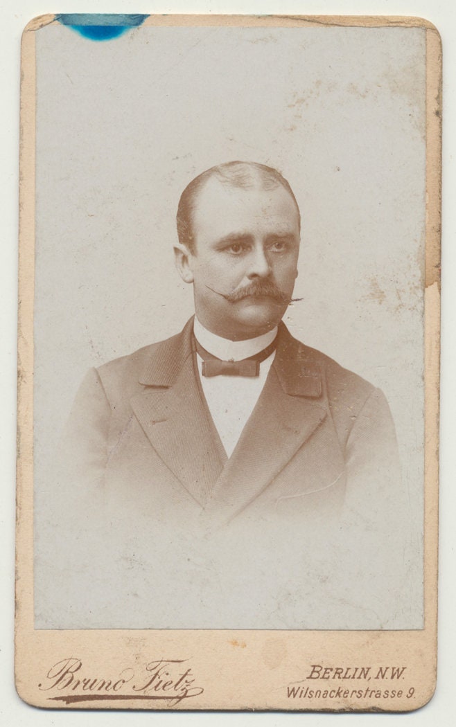 Balding Man w/ a Very Pointed Mustache. CDV. Berlin, N.W. Germany.