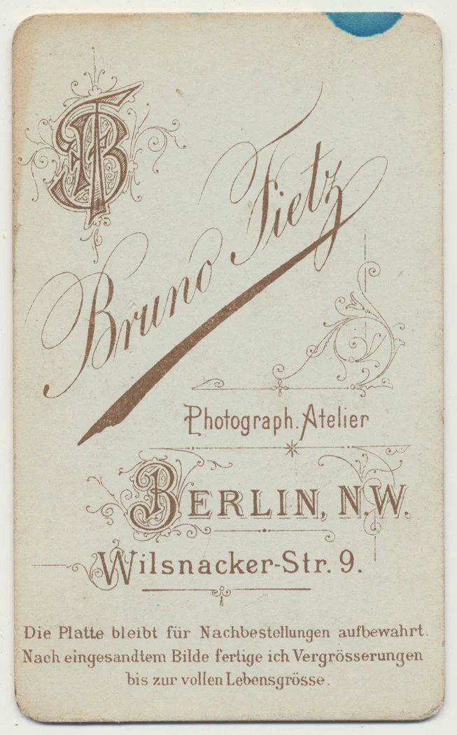 Balding Man w/ a Very Pointed Mustache. CDV. Berlin, N.W. Germany.