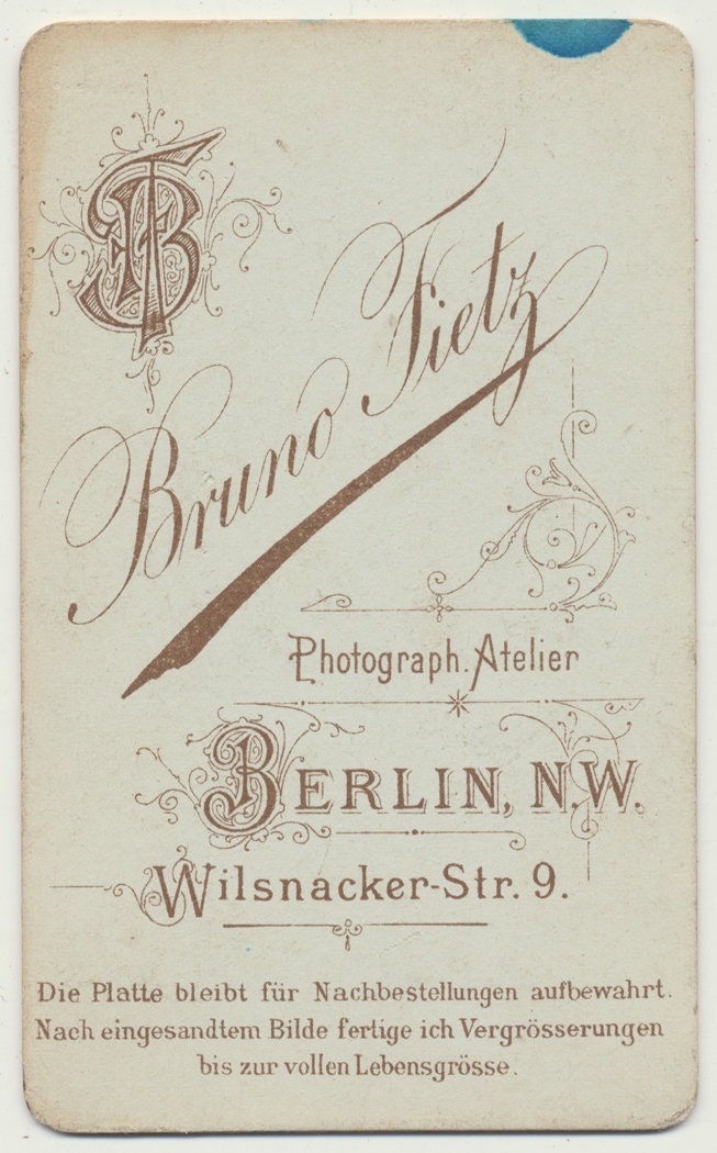 Balding Man w/ a Very Pointed Mustache. CDV. Berlin, N.W. Germany.