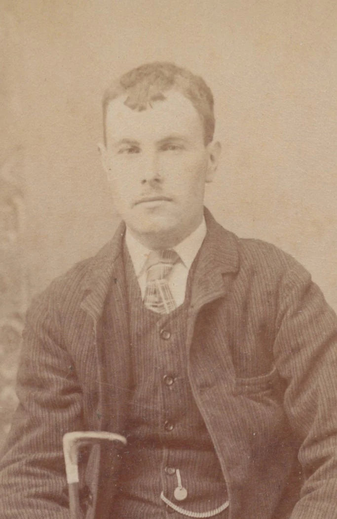 Well Dressed Scottish Man w/ Cane and Wool Cap. CDV. Pathhead, Scotland.