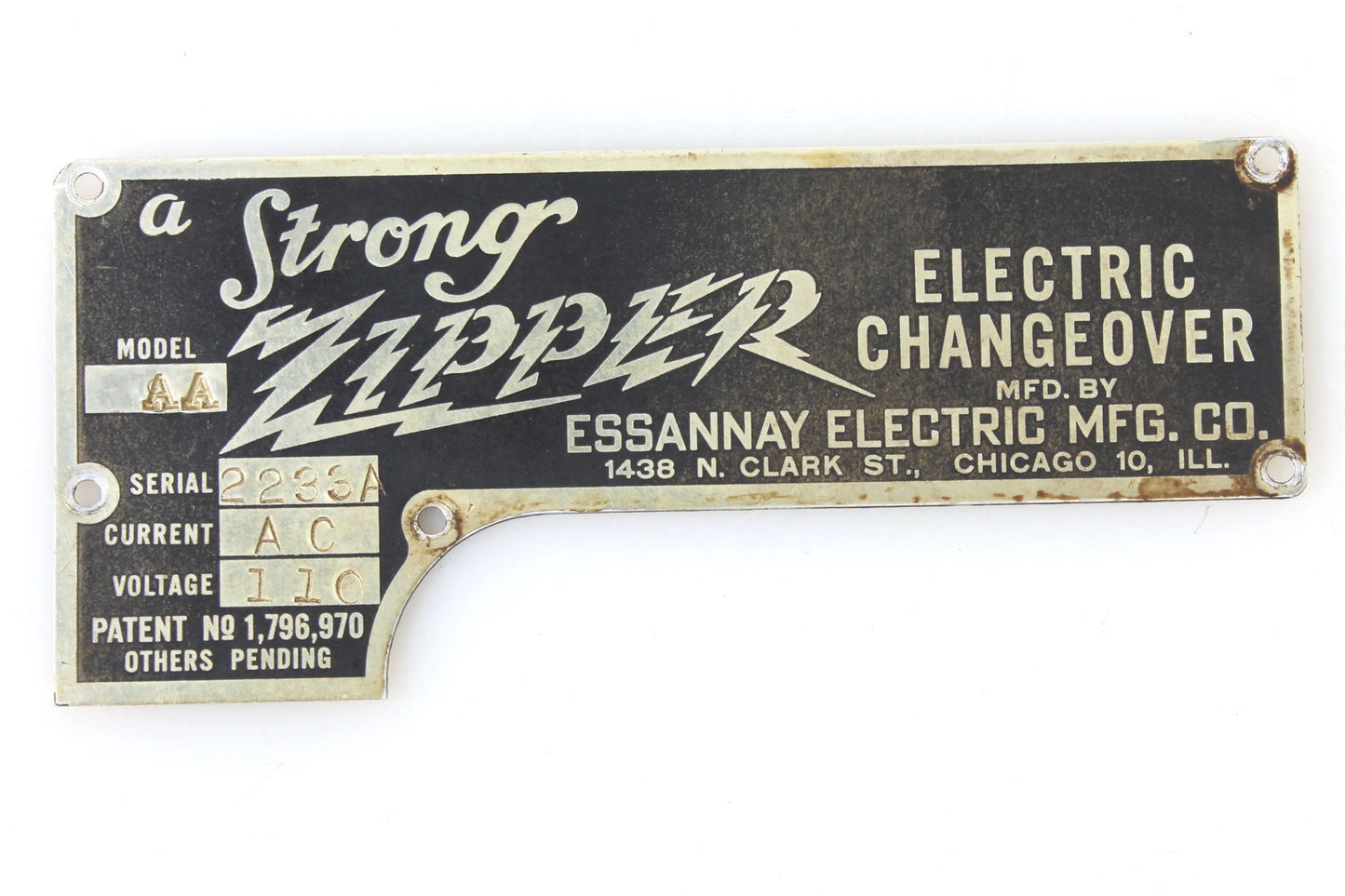 Strong Zipper Name Plate 1920s