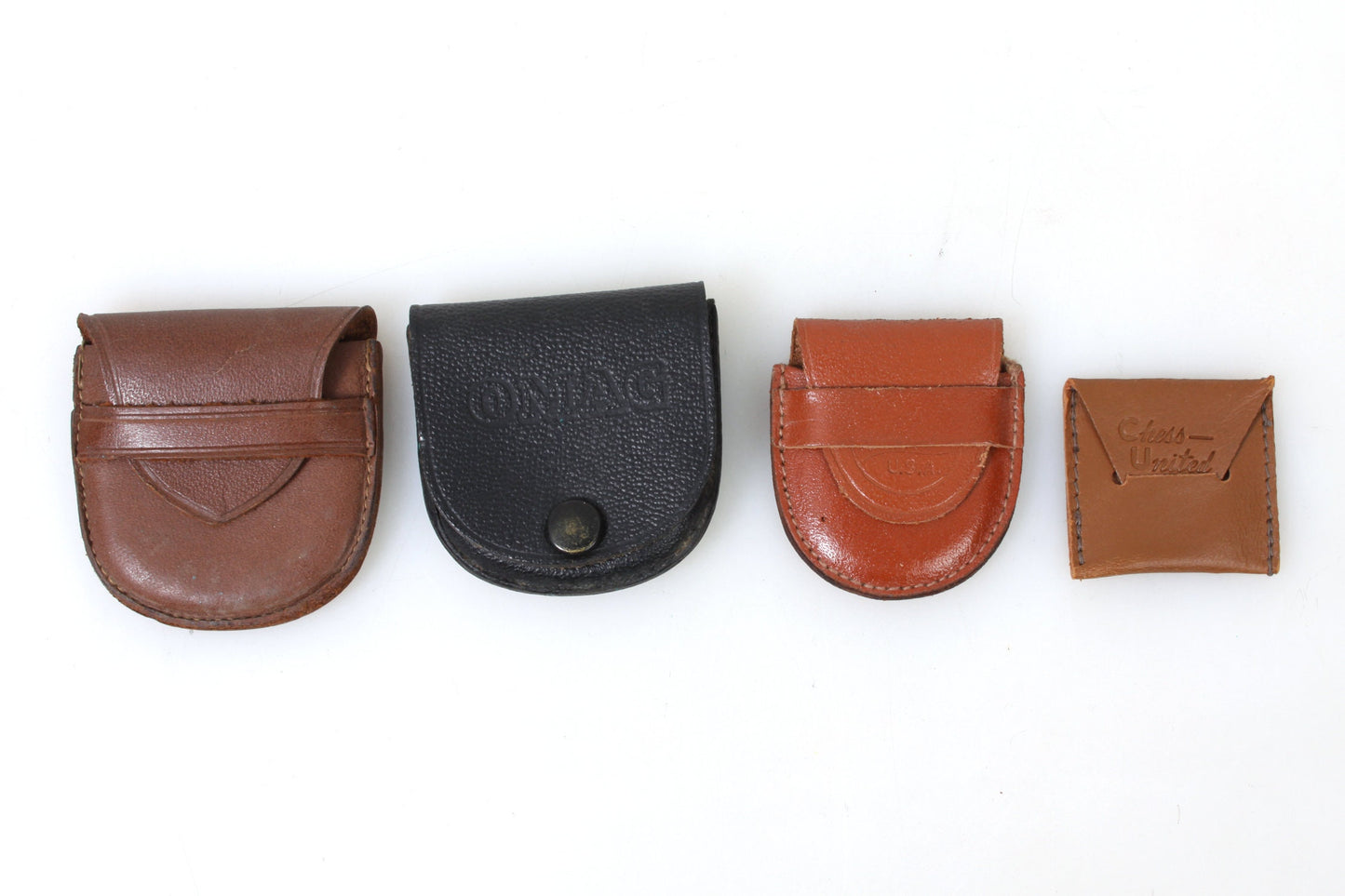 Camera Accessory Leather Cases from 1950s. Lot of 4. Various Brands and Sizes.