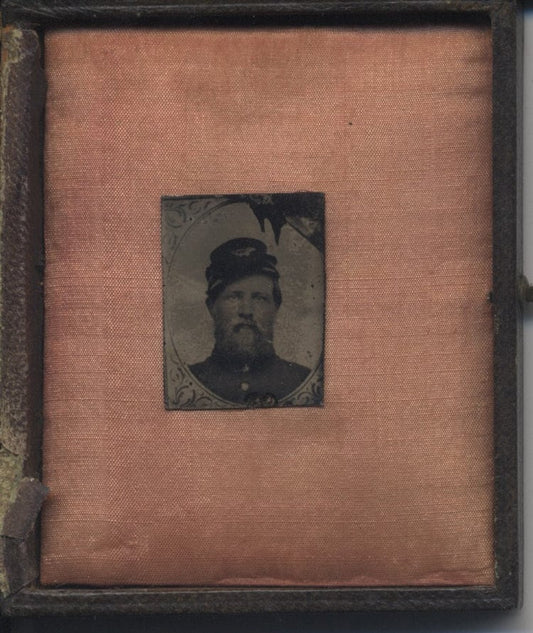 Mini Tintype of Civil War Soldier in Uniform - in Half Case
