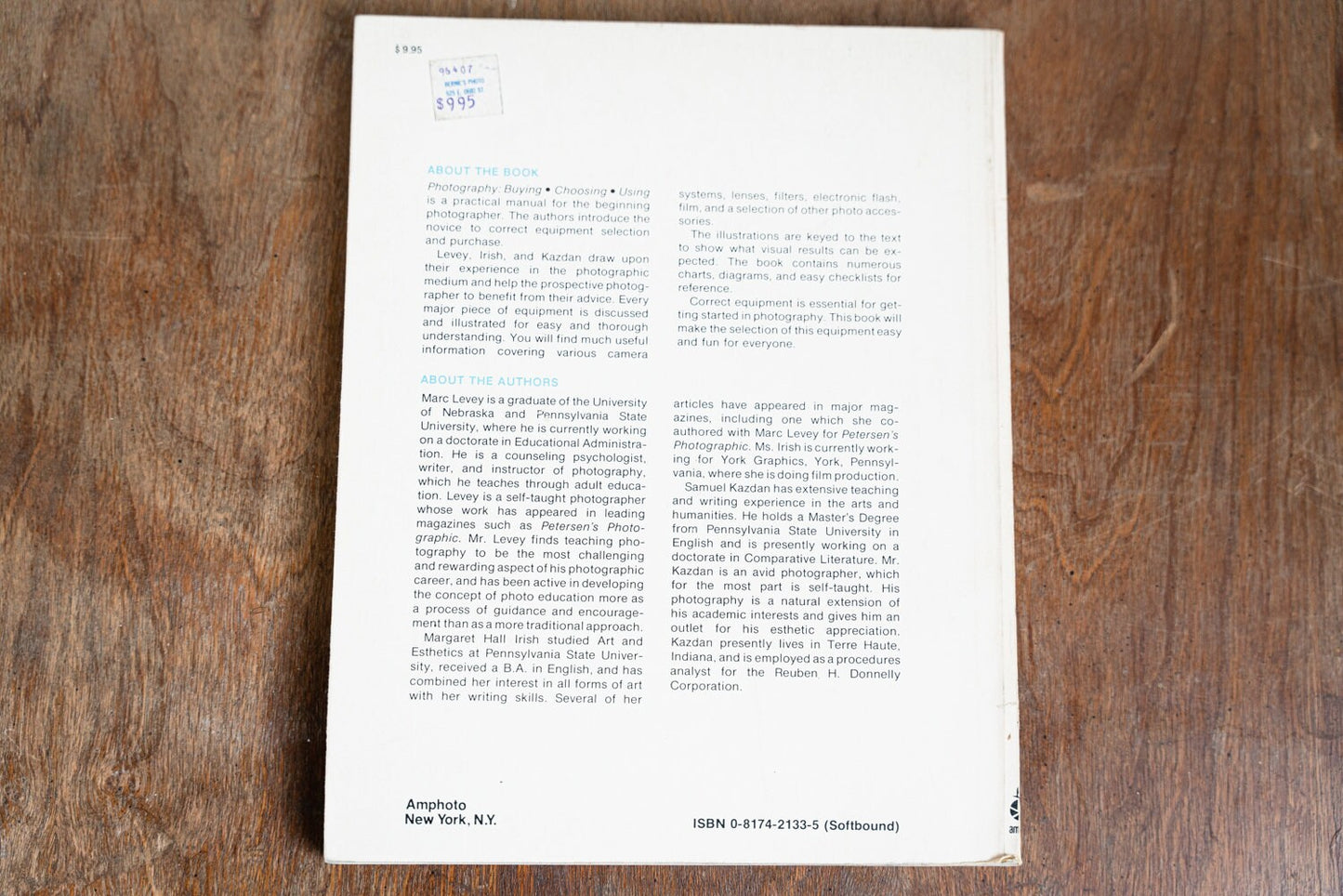 Photography: Buying, Choosing, Using - By Levey, Irish, and Kazdan