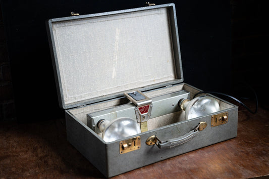 Art Deco Movie Light - Olive Green in Suitcase