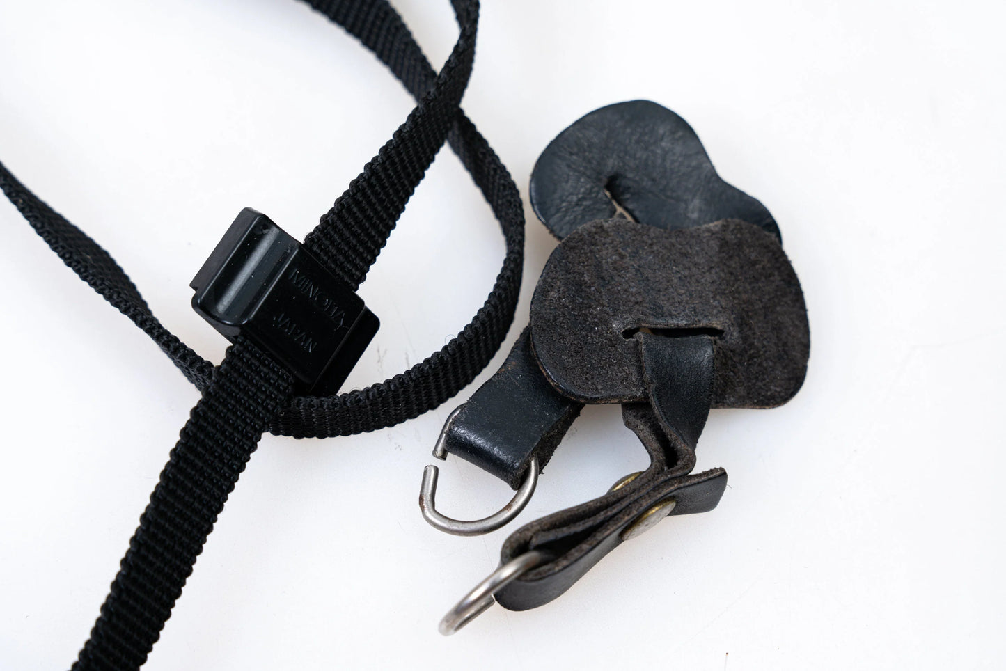 Vintage Black Cloth Minolta Camera Strap w/ Protectors - SRT Series