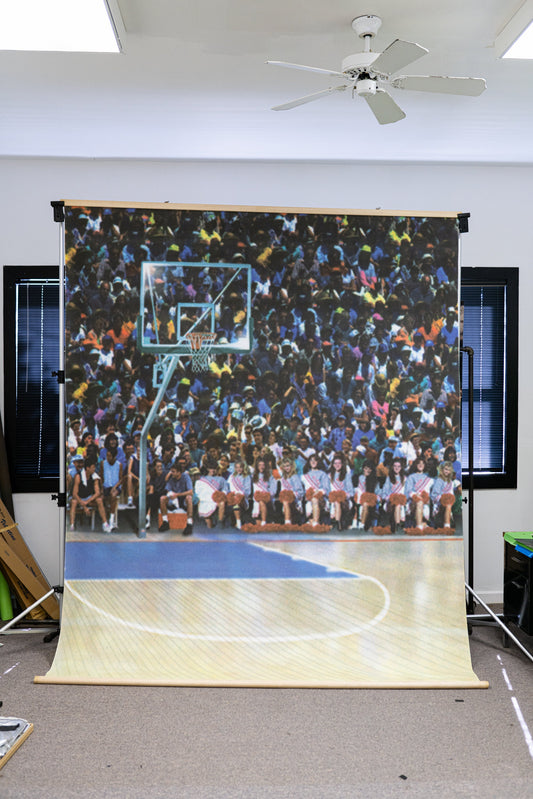 Local Pickup Only (Pittsburgh, PA) - 10ft x 8ft Vintage Canvas Photography Backdrop - Basketball Court