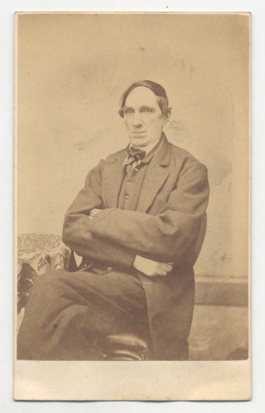 Civil War Era Portrait of an Older Man in a Coat w/ Slicked Hair - CDV