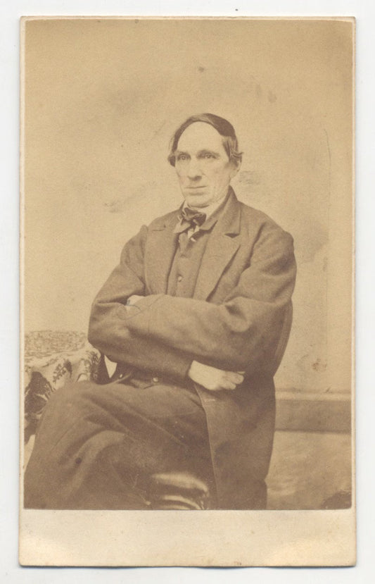 Civil War Era Portrait of an Older Man in a Coat w/ Slicked Hair - CDV