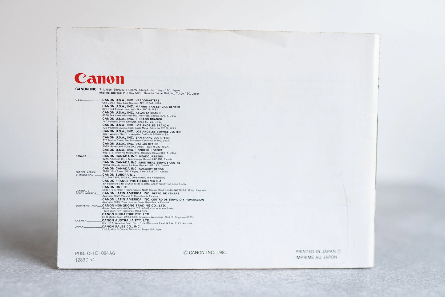 Canon AE1 Original Program Film Camera Instructions Manual