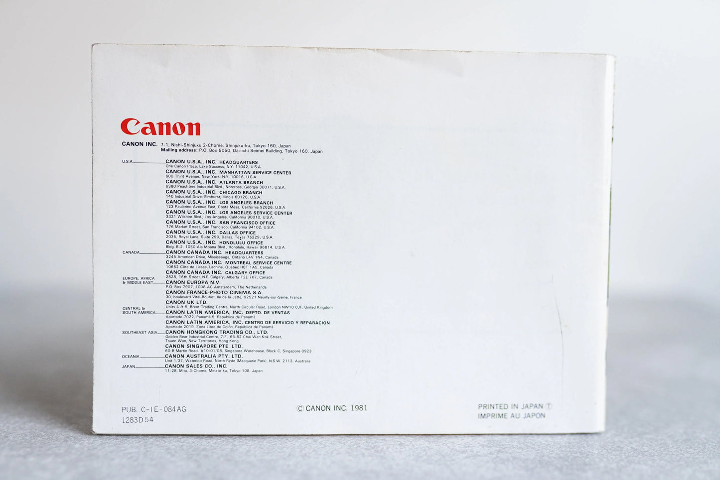 Canon AE1 Original Program Film Camera Instructions Manual