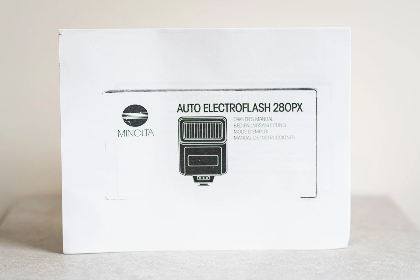 Minolta Auto ElectroFlash 280PX  Owners Manual - Copy