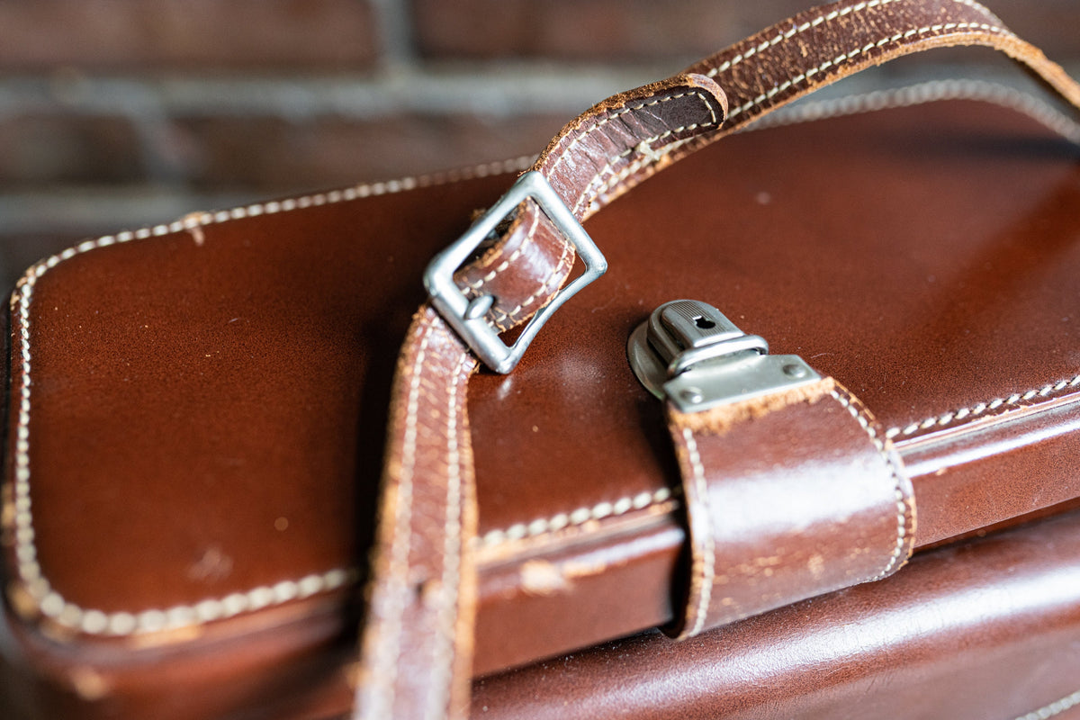 Vintage Brown Leather Camera Case – 1950s Adjustable Strap