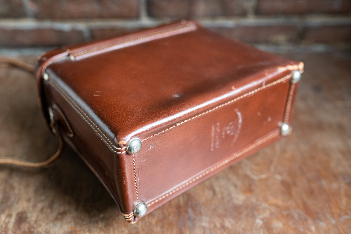 Vintage Brown Leather Camera Case – 1950s Adjustable Strap