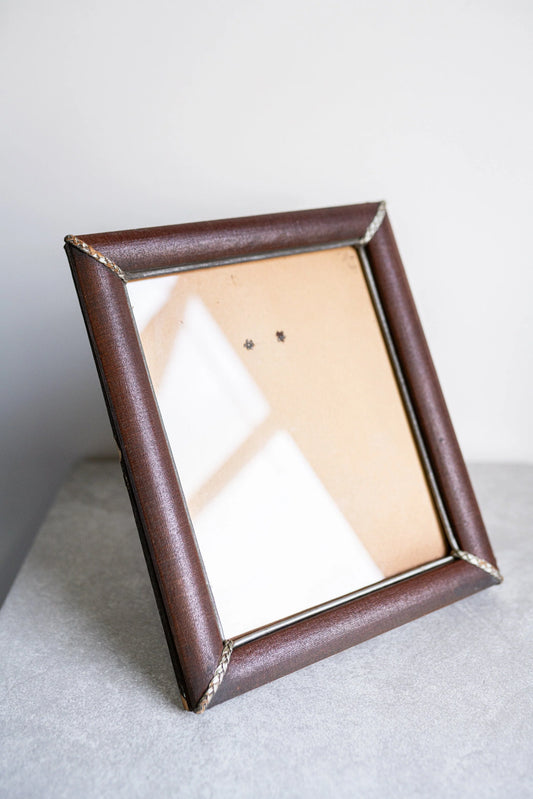 Vintage Finished Corner Picture Frame - Brown Leather