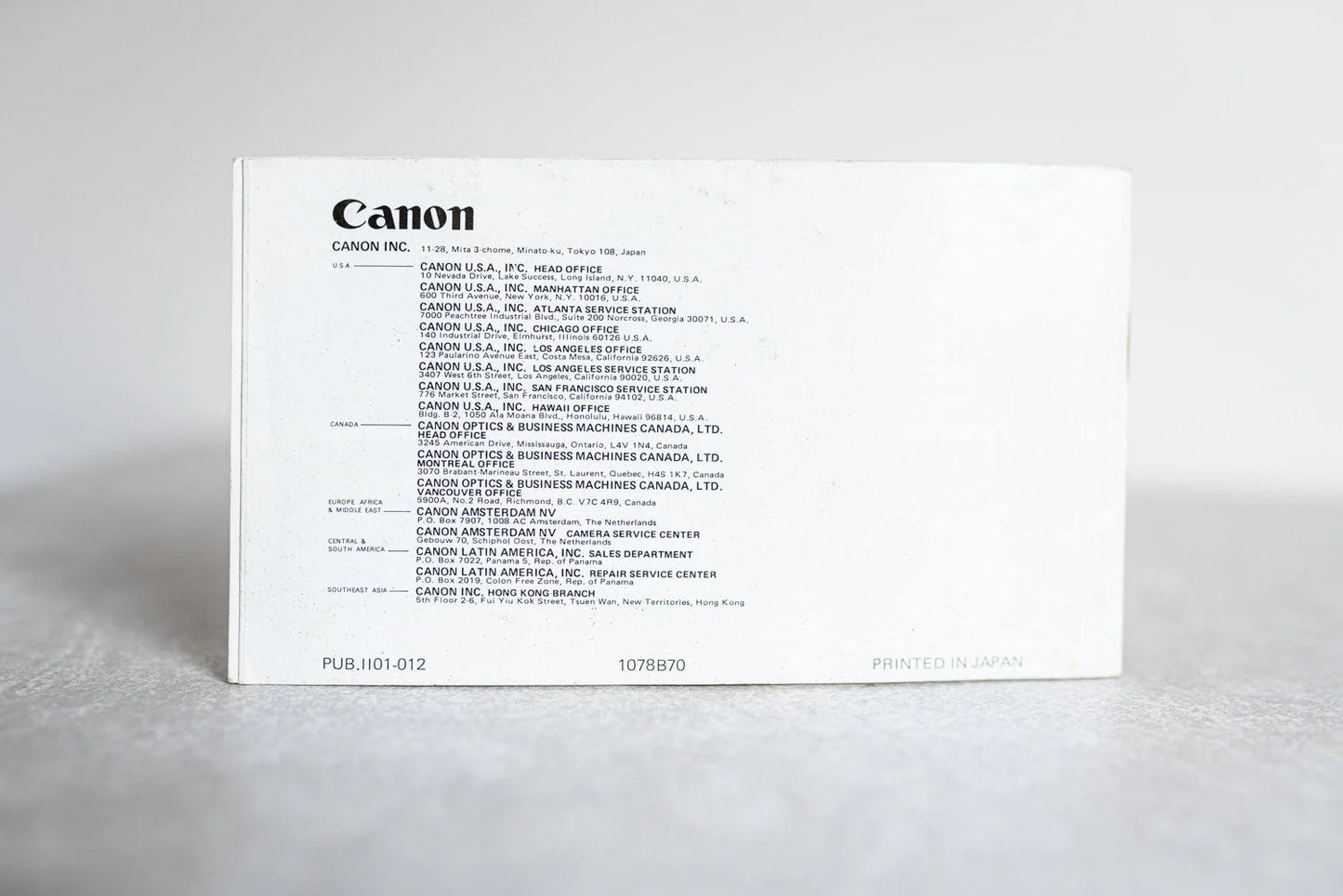 Canon FD Lenses System Instructions Manual Guide Book