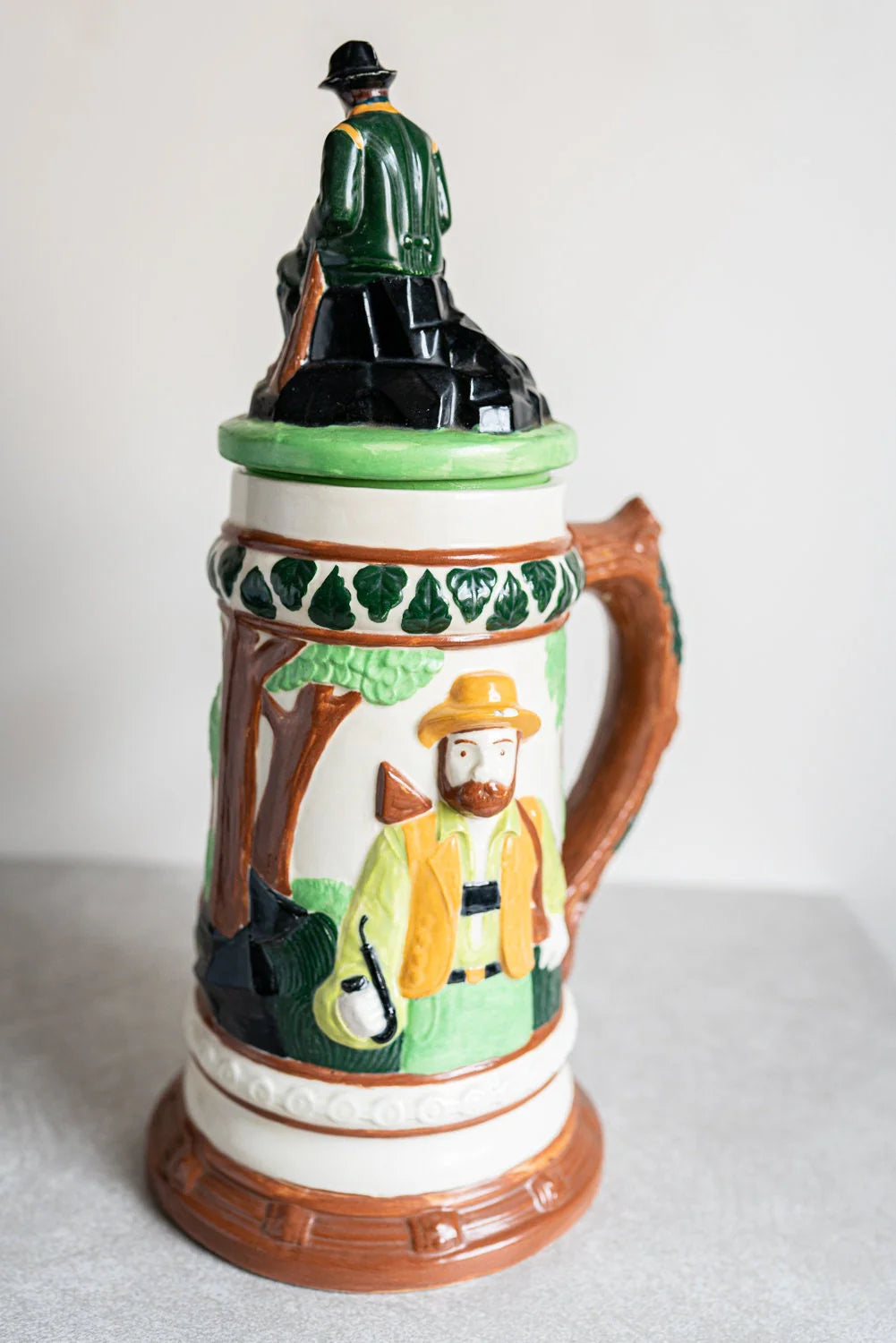 Large Handle Mug w/ Deer, Dog, and Hunter
