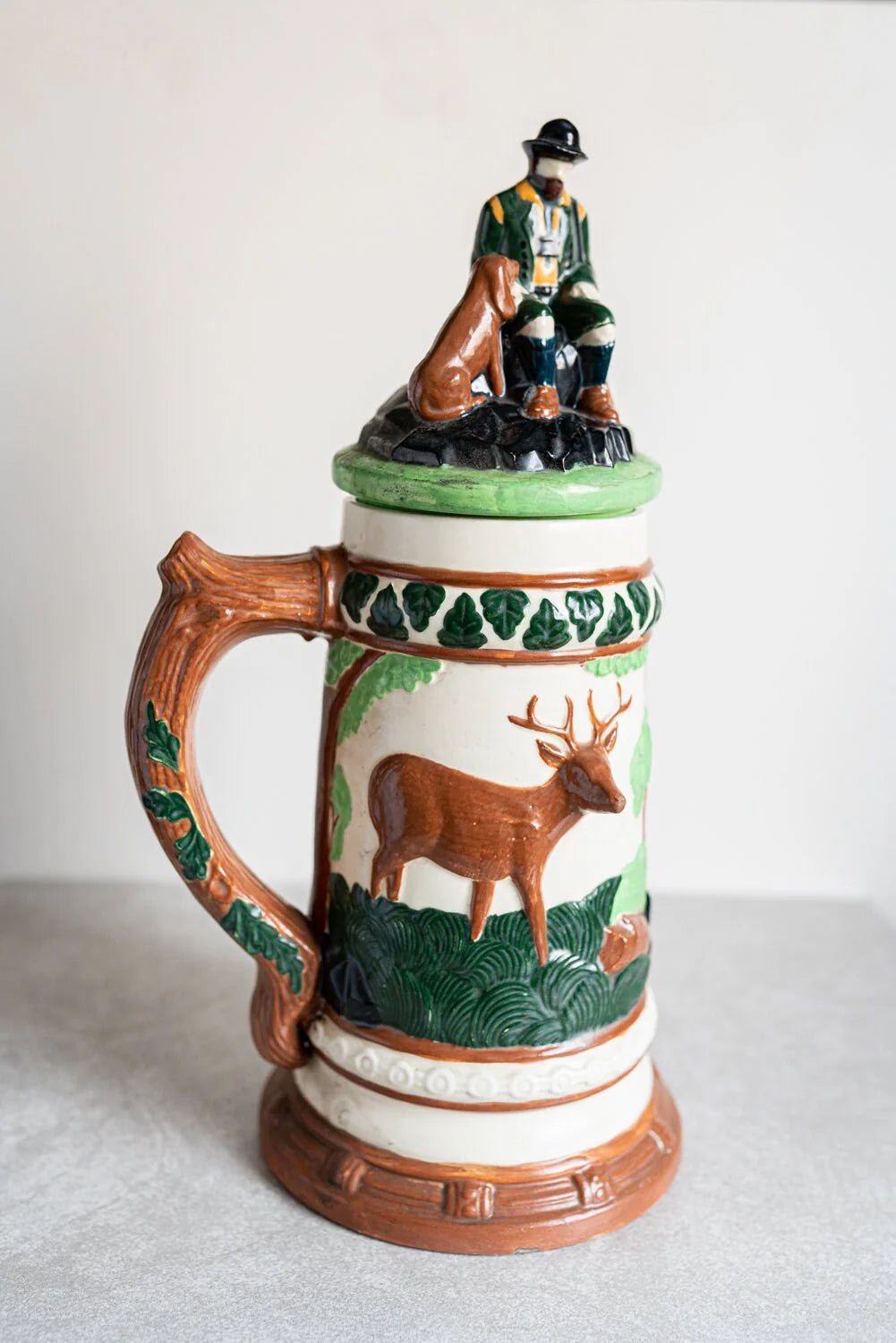 Large Handle Mug w/ Deer, Dog, and Hunter