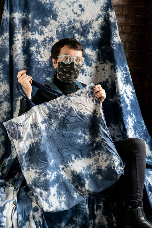 Thin Blue Tie Dye Photography Backdrop w/ Matching Tote