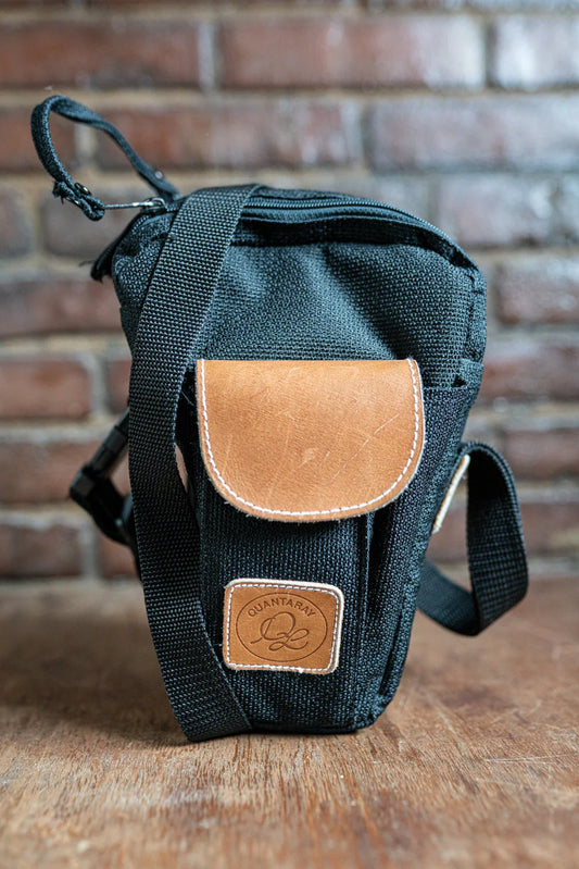 Super Cute Black Quantaray Camera Bag w/ Brown Accents