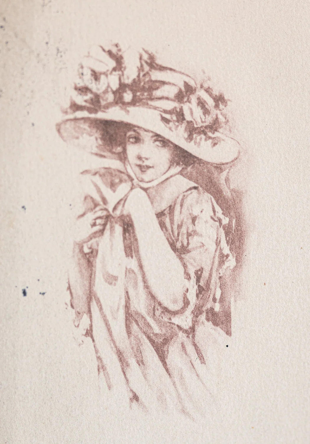 Sepia Art Girls No. 111 Lady in Flower Hat Postcard Posted 1911