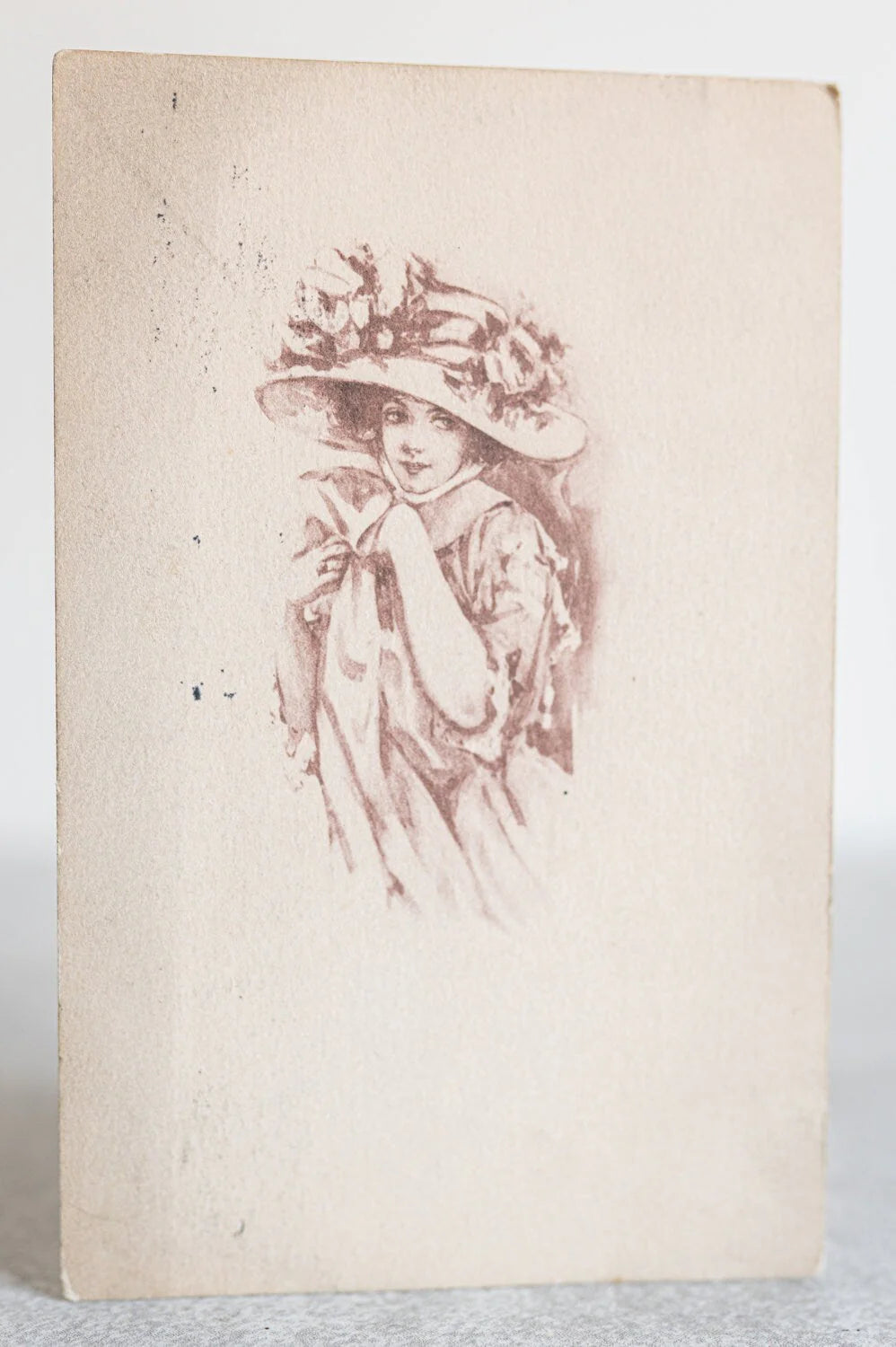 Sepia Art Girls No. 111 Lady in Flower Hat Postcard Posted 1911
