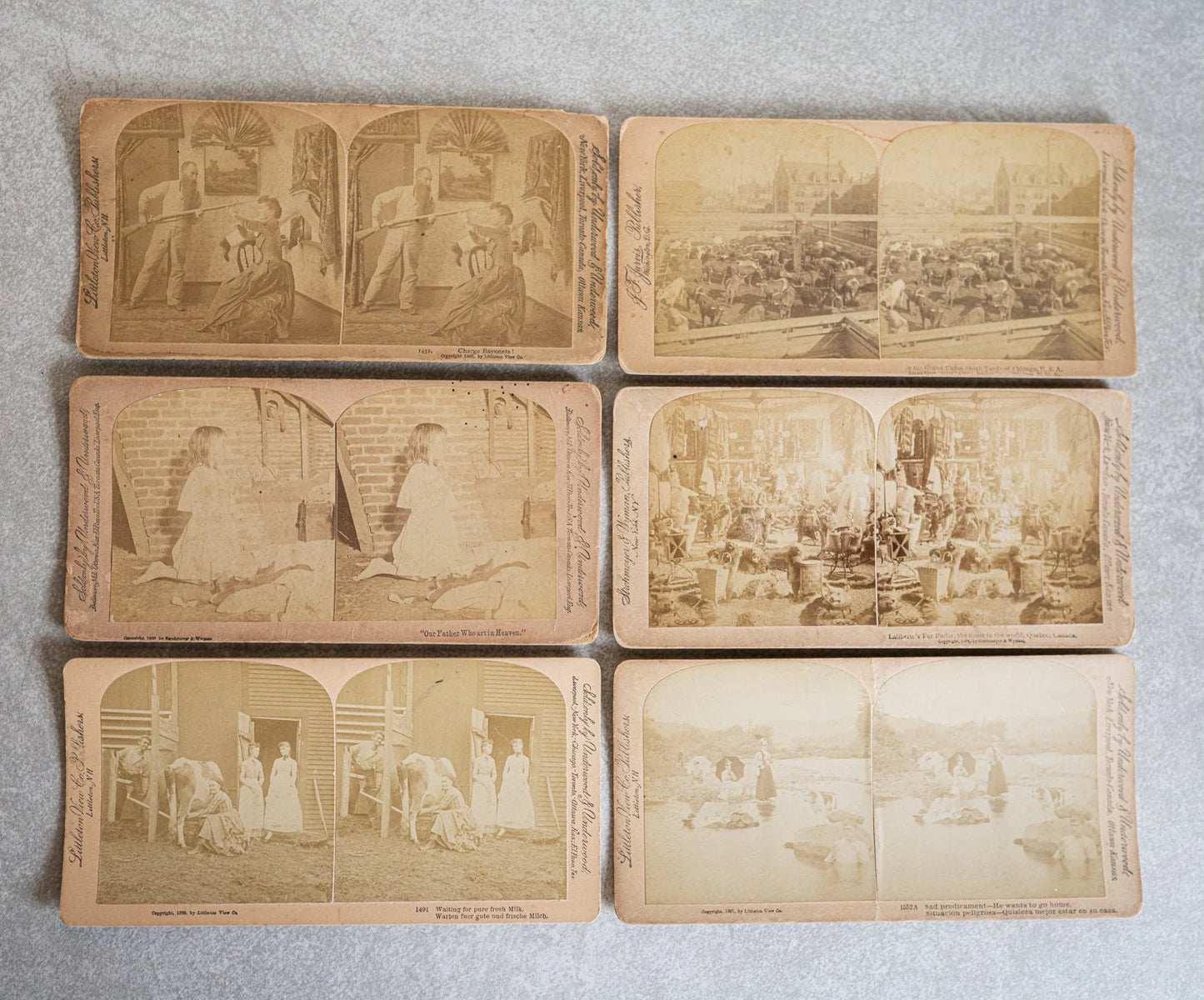 Stereoview Cards - Lot of 6 - Various Imagery - Faded