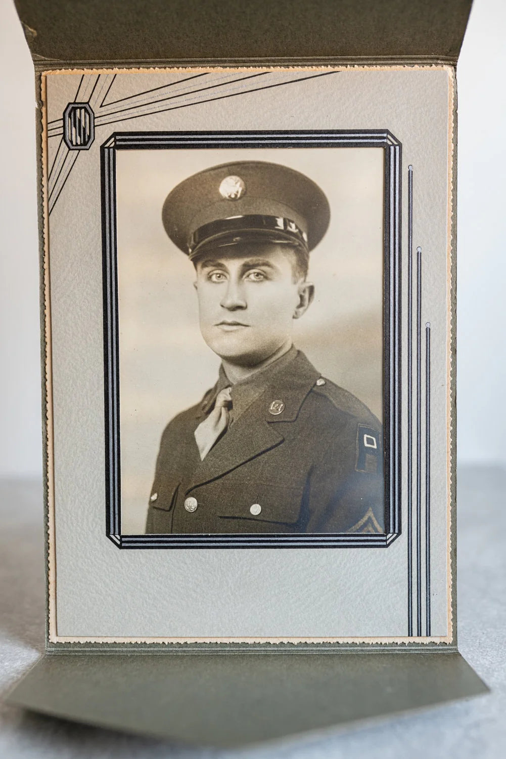 Mated Portrait of a Soldier in Folding Presentation Mat