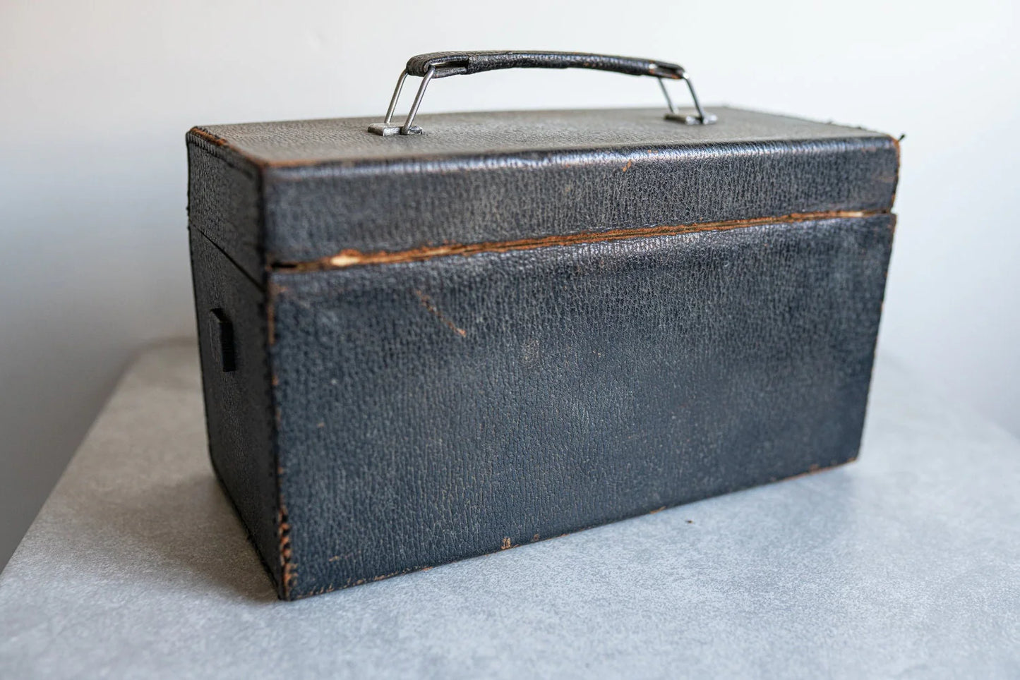 Vintage Black Leather Hard Camera Case w/ Strap - Cine Kodak Case
