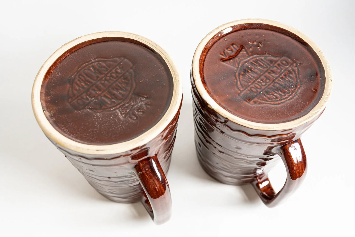 Brown Daisy Flower 1950s Marcrest Oven Proof Stoneware Pitchers - Set of 2