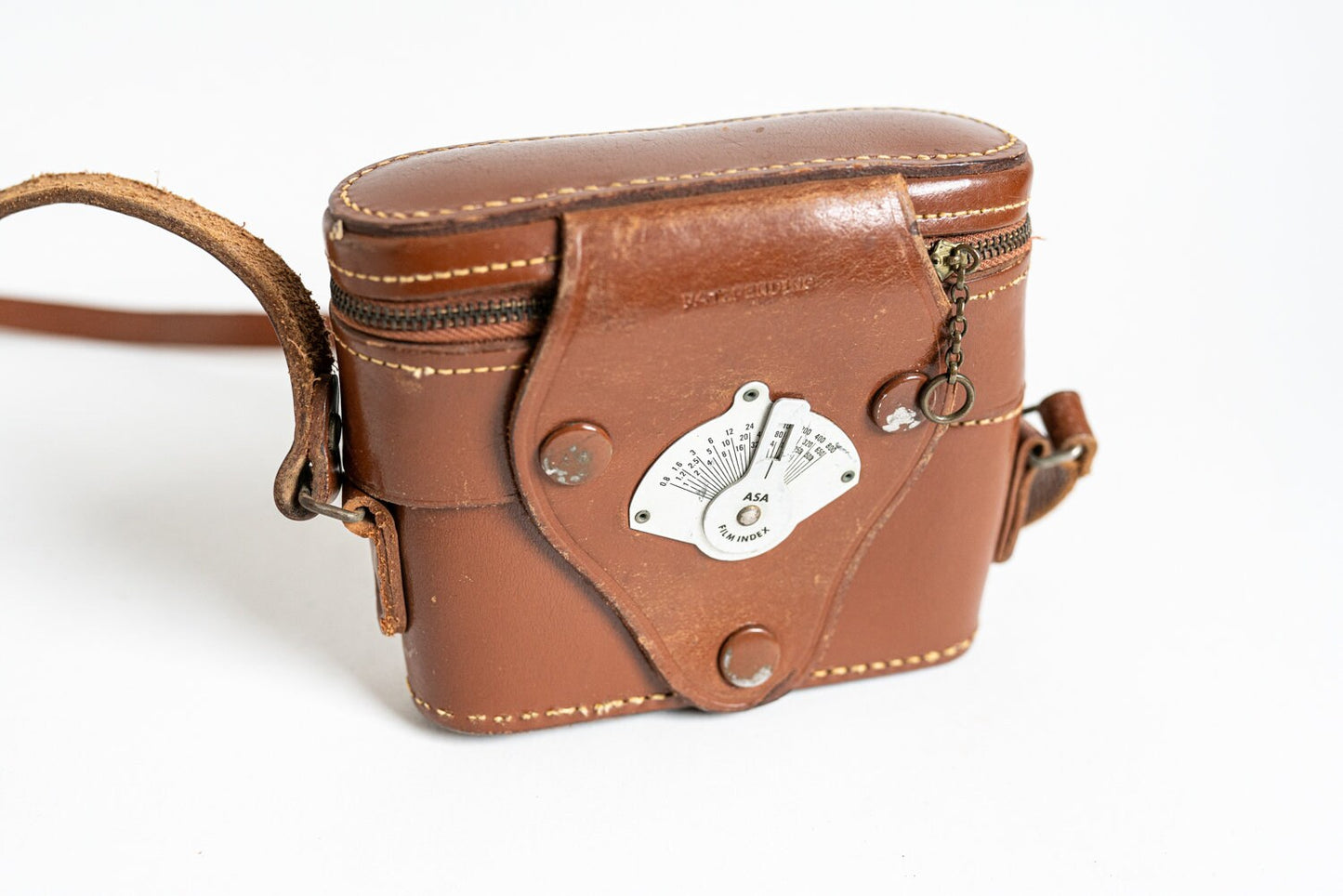 Vintage Brown Leather Fitted Camera Case w/ Strap
