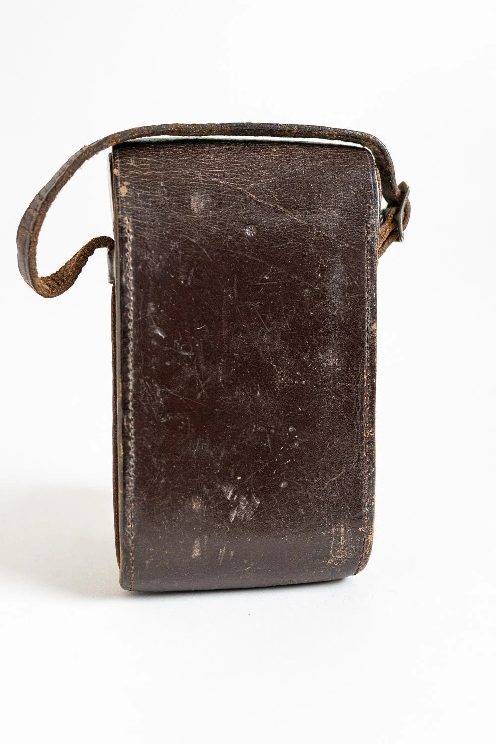 Vintage Dark Brown Leather Camera / Accessory Case w/ Hand Carry Strap