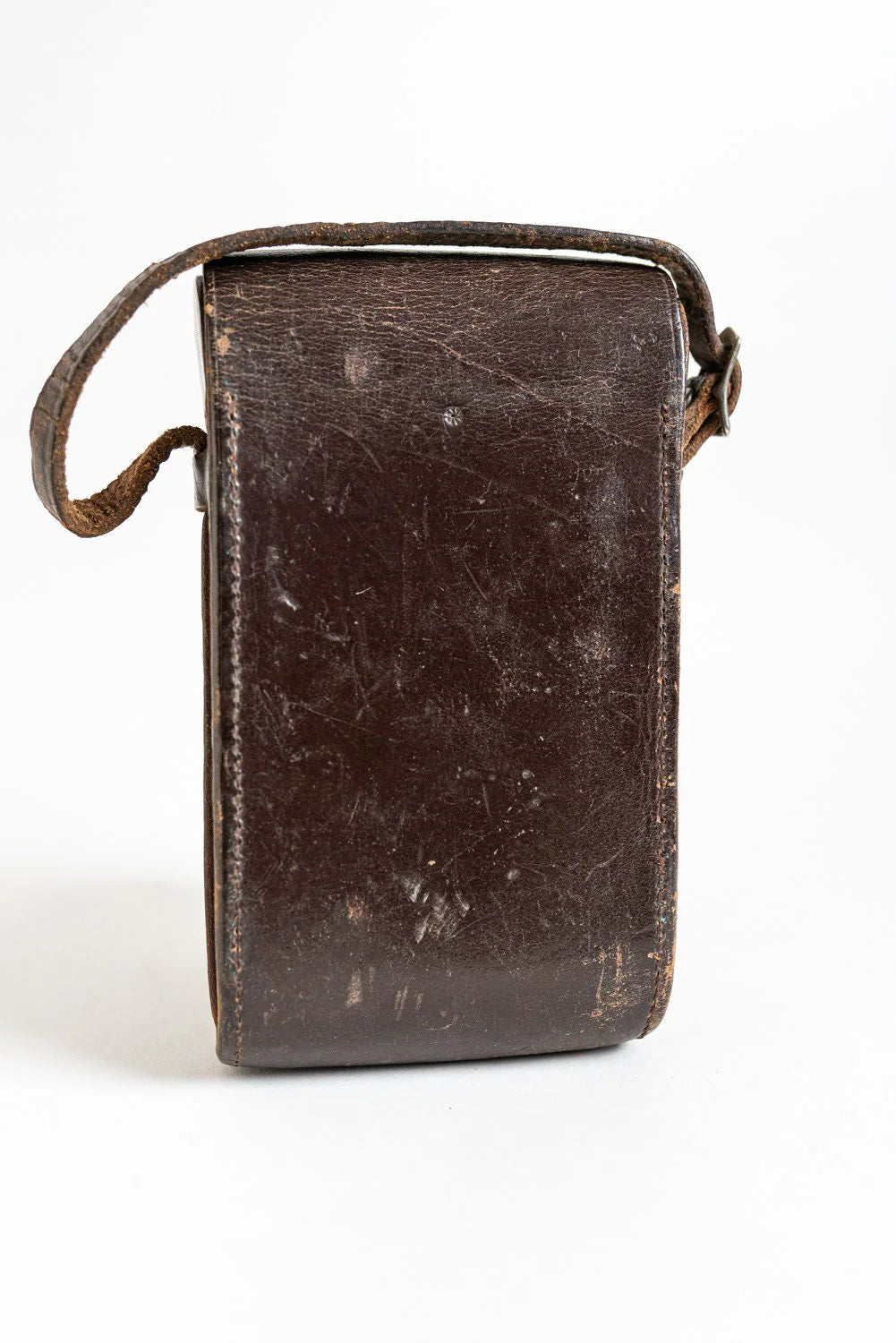 Vintage Dark Brown Leather Camera / Accessory Case w/ Hand Carry Strap