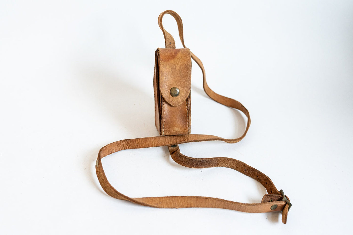 Vintage Light Brown Leather Camera Case w/ Strap