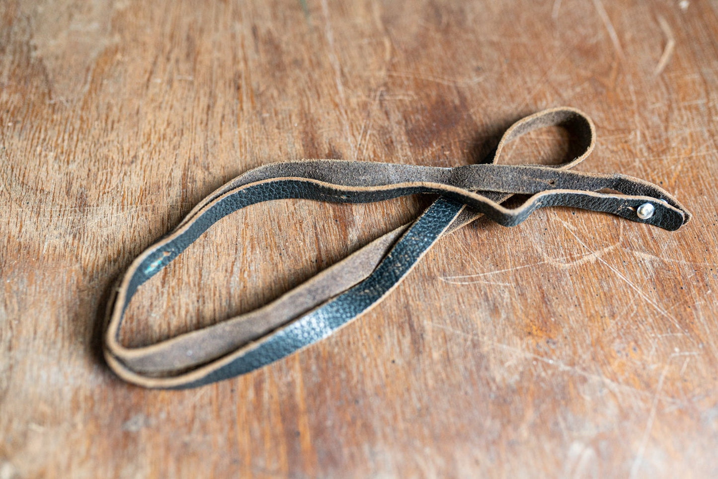 Vintage Black Leather Camera Strap - Circa 1950s