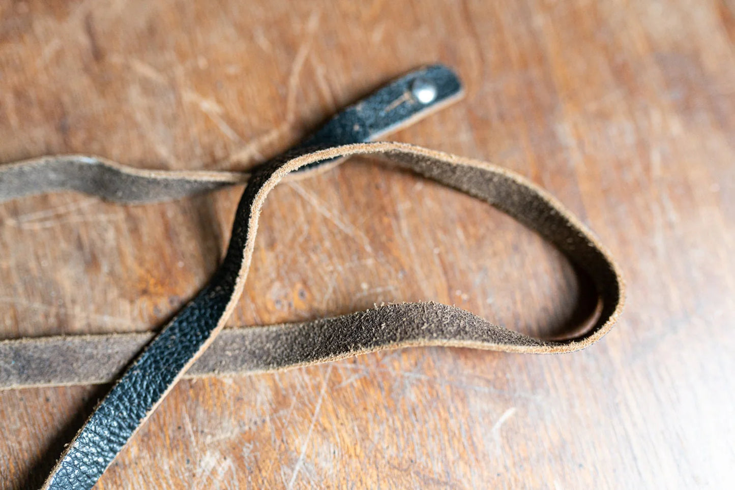 Vintage Black Leather Camera Strap - Circa 1950s