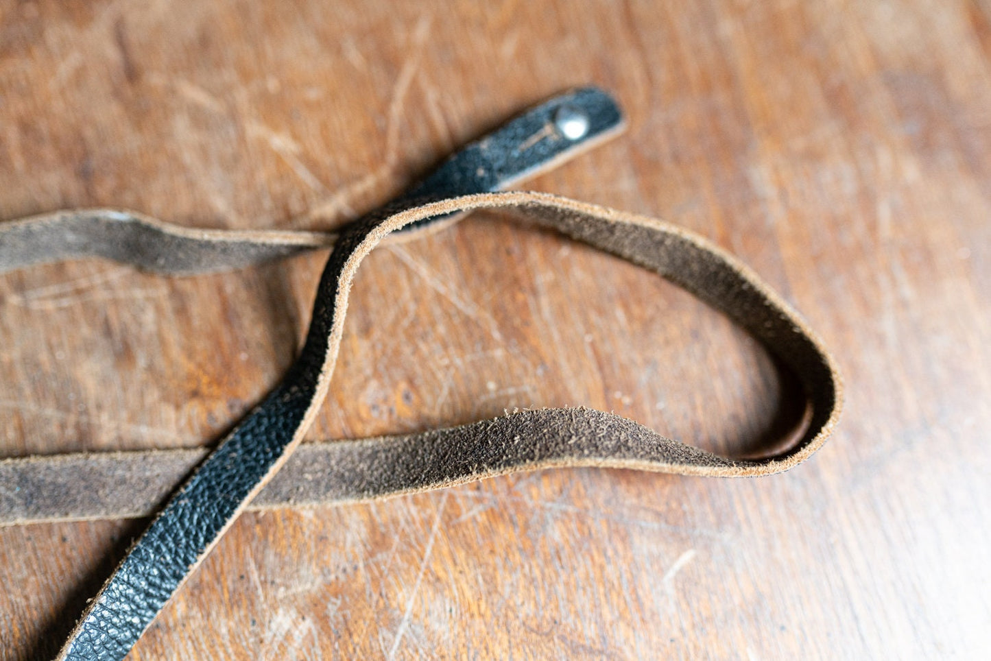 Vintage Black Leather Camera Strap - Circa 1950s