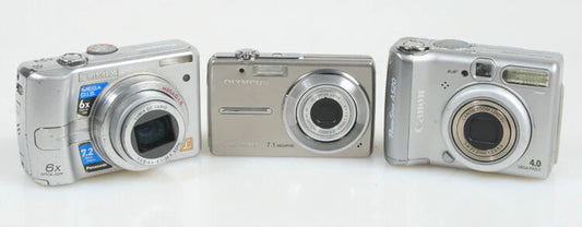 CAMERA COLLECTION, PARTS, SET OF 3, CANON, PANASONIC AND OLYMPUS