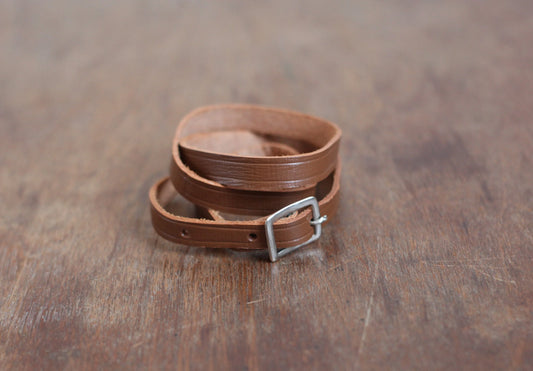 Slim Brown Leather Belt 24 Inch