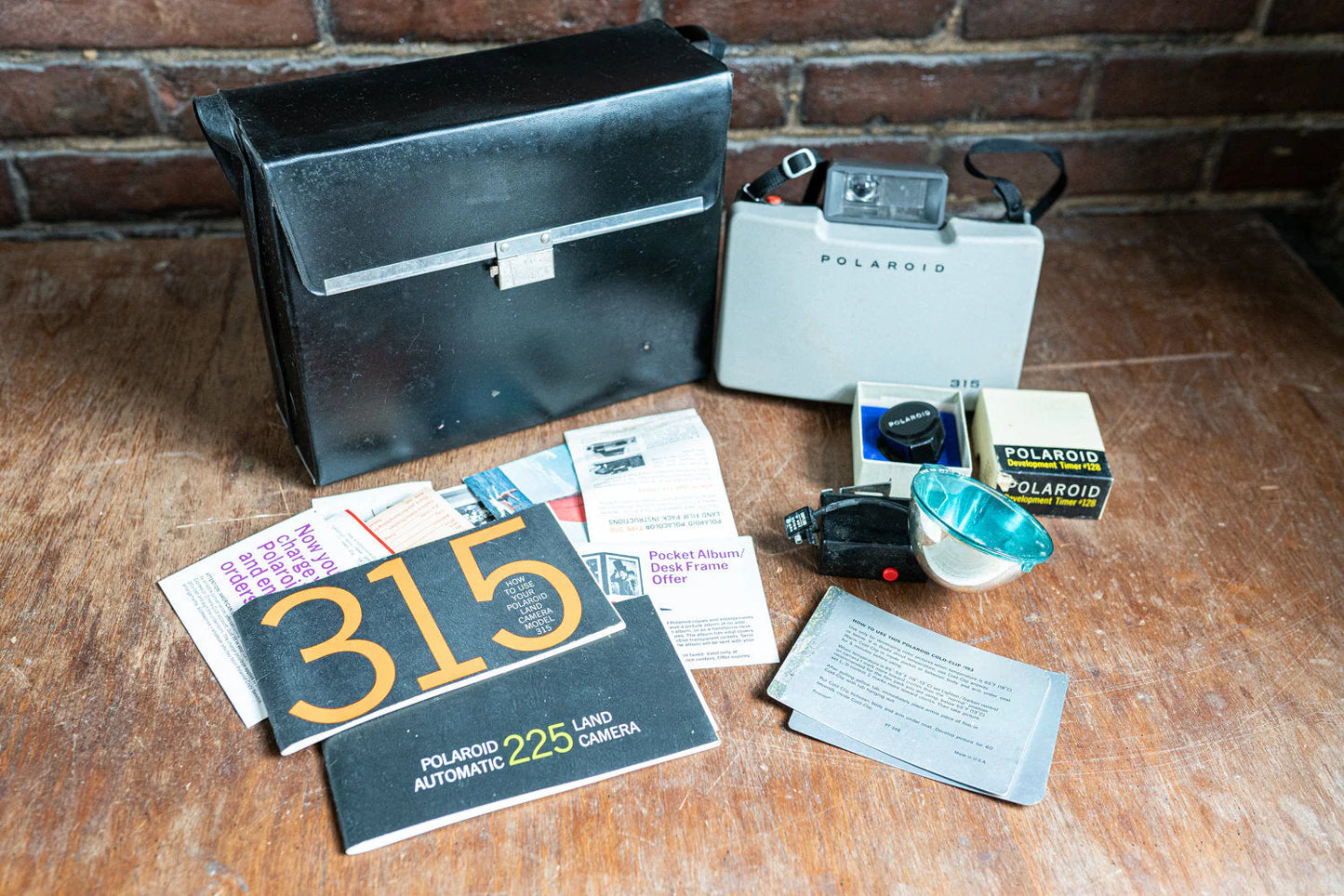 Polaroid Automatic 315 Land Camera Outfit For Display or Prop w/ Case and Extras