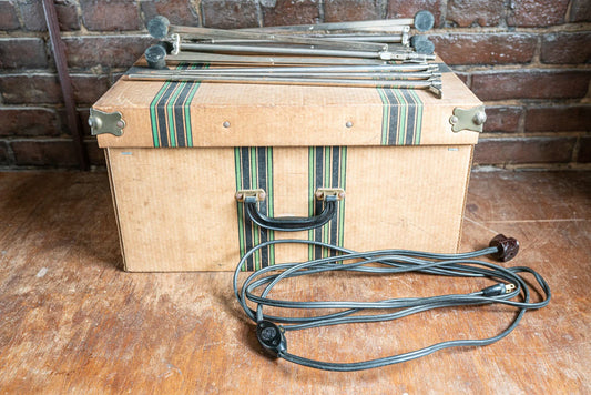 Vintage Lighting Kit - 3 Lights w/ 2 Stands in Vintage Storage Case w/ Handle