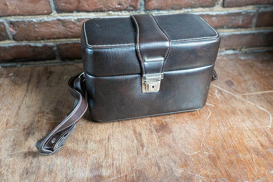 Vintage Brown Vinyl Camera Case w/ Shoulder Strap