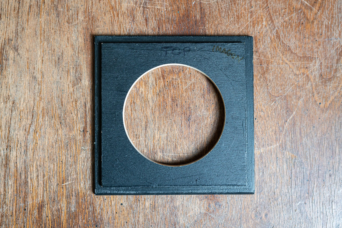 Vintage Wooden Lens Board, 64mm Opening