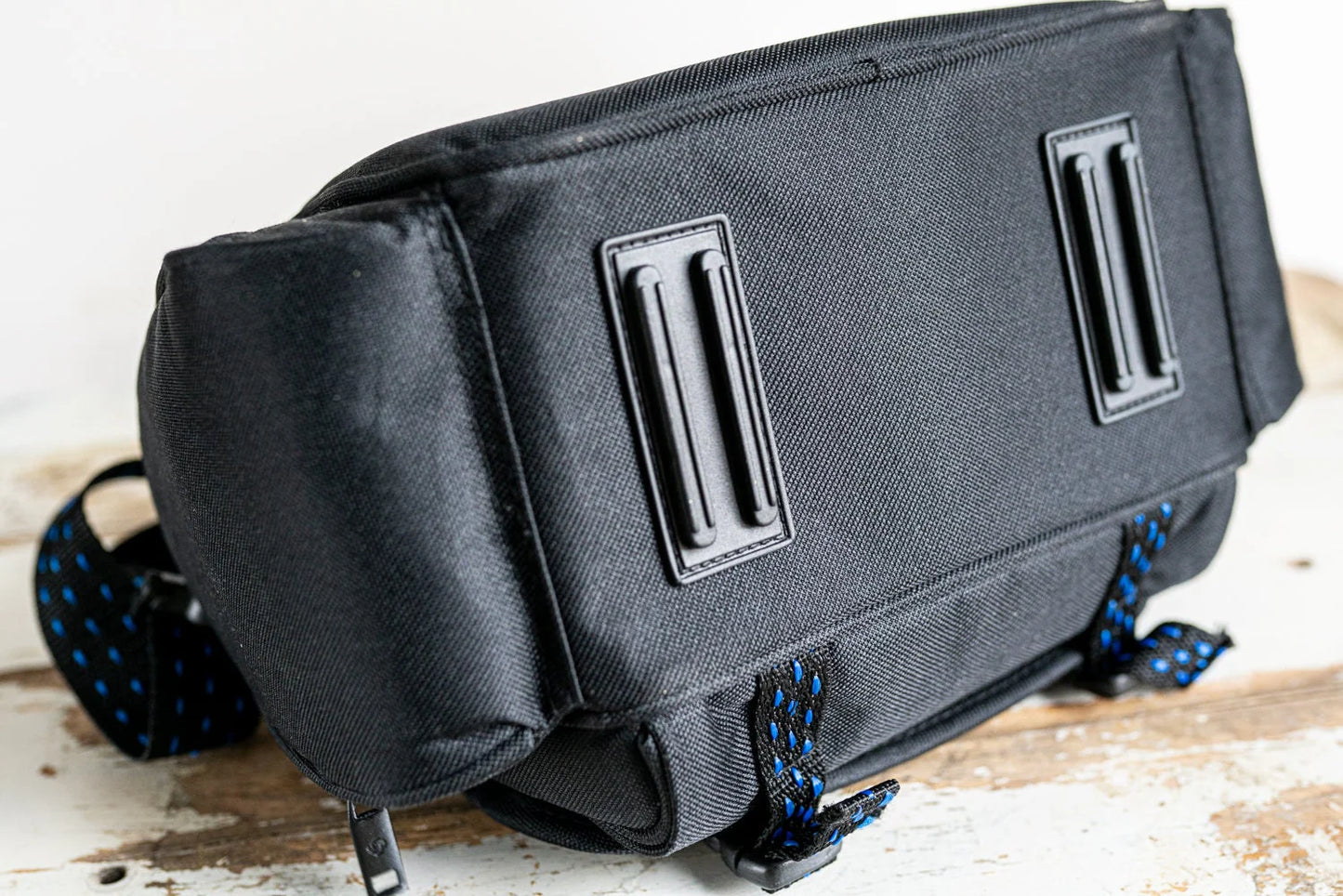 Vintage Black Samsonite Camera Bag w/ Blue Dots and Strap