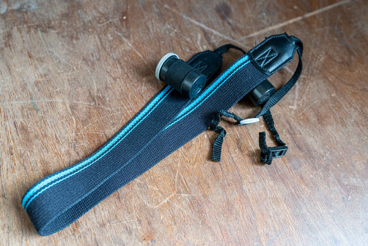 Vintage Black and Blue Camera Strap w/ Two 35mm Film Holders