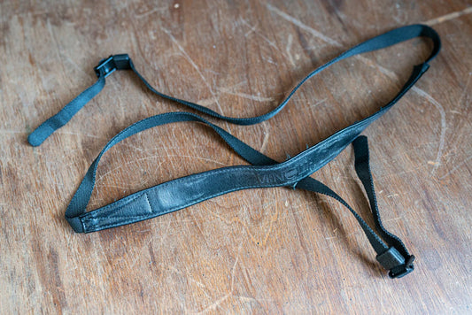 Vintage Black Minolta Maxxum Camera Strap w/ Leather Neck Pad