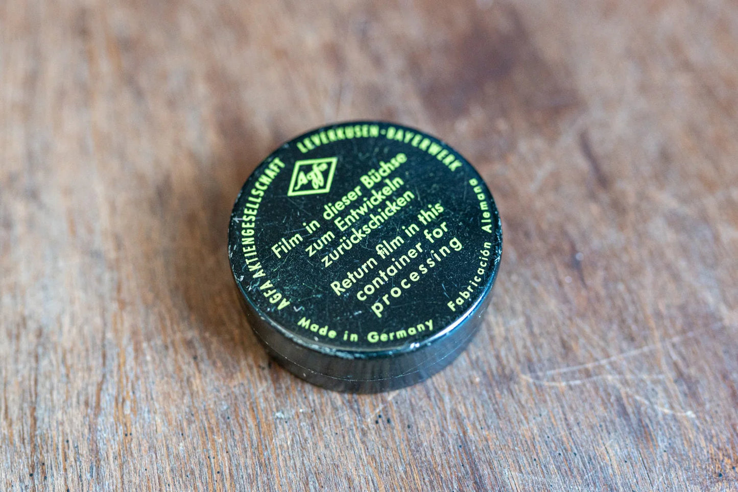 Vintage Agfa Black and Yellow Movie Film Can - Metal