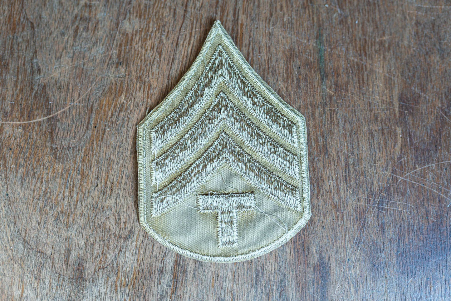 Vintage WWII US Army Tech Sergeant Fourth Class Cloth Patch - Tan