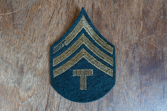 Vintage WWII US Army Tech Sergeant Fourth Class Cloth Patch - Black